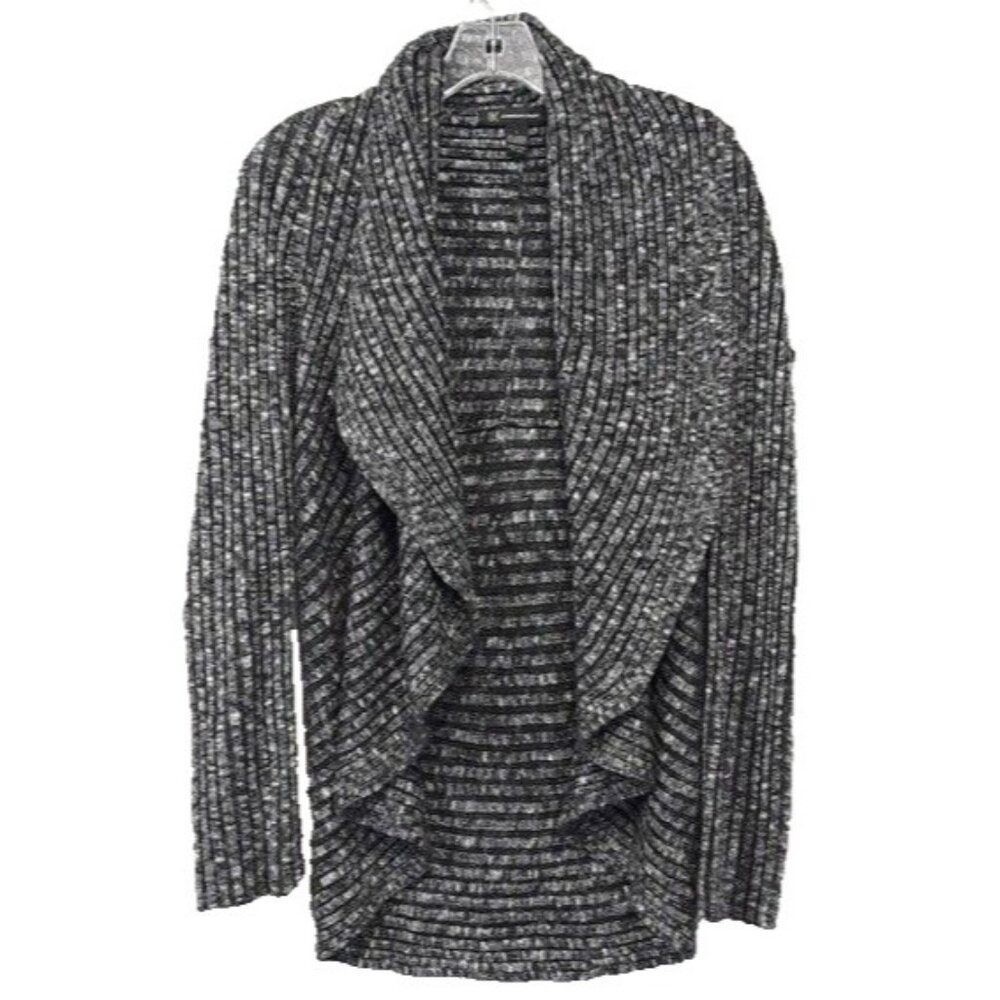 Inc International Concepts Womens Cardigan Black Silver Metallic Open Shawl Neck